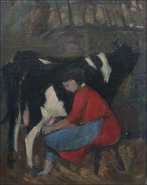 Marie-Madeleine Desvallières à la vache